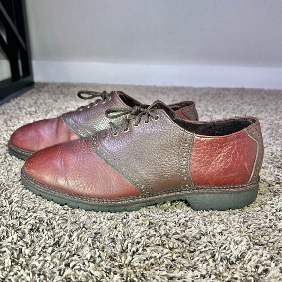 H.S. Trask Shoes Mens Size 10.5 Oxfords Saddle 2 Tone Casual Bison Leather Brown